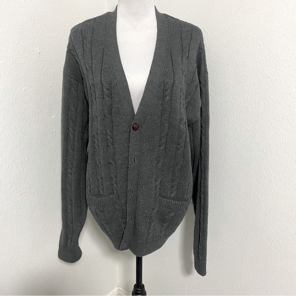 Towncraft Women’s Gray Cable Knit XL Cardigan Sweaters Thick Warm Work Outside
